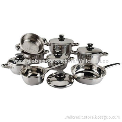 13-piece Stainless Steel Cookware Set with S/S Cover and Milk Pot